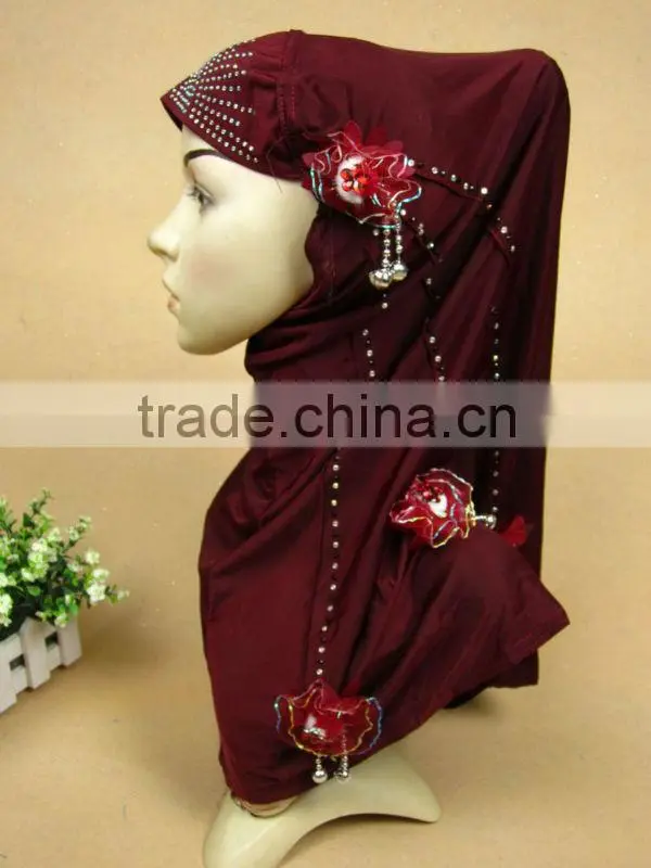 A527 newest design one piece muslim long HIJAB 4 flowers islamic hijab