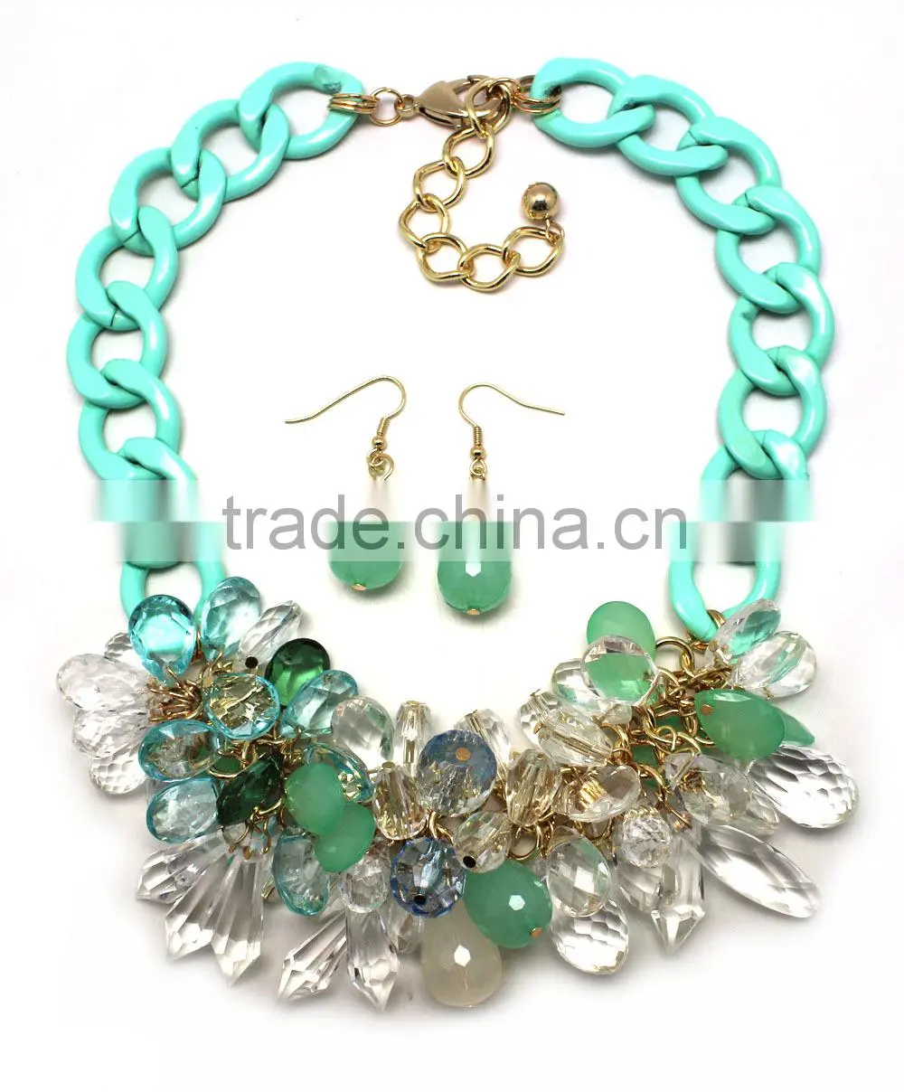 2015 fashion wholesale high quality african acylic beads jewelry set china alibaba
