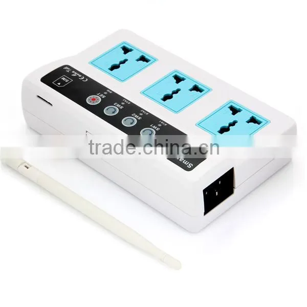 Energy Saving 3 Sockets wireless remote control gsm controlled power socket by rings &short messages for home appliance