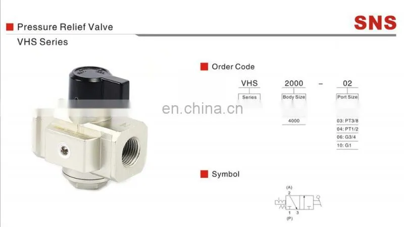 SNS VHS residual pressure automatic air quick safety release valve used for Air source treatment unit, Chinese manufacture