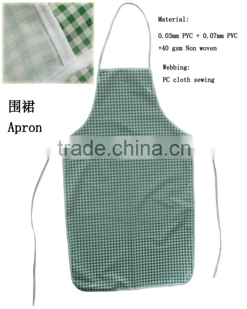 washable pvc apron with nonwoven backing