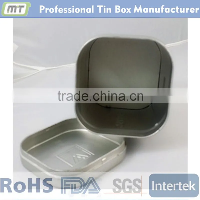 silvery square tea tin wholesale