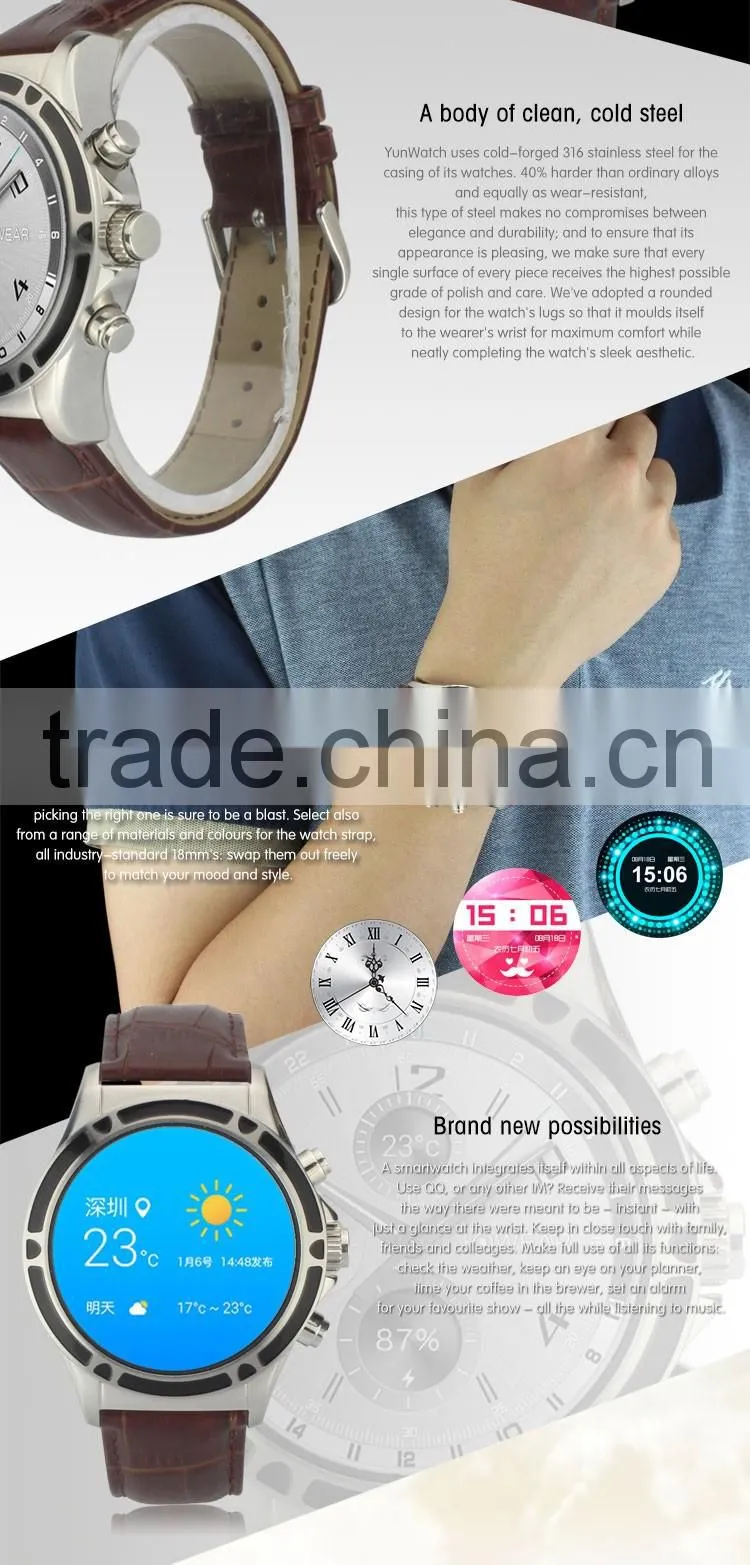 M3 series genuine leather strap howear OS android wear with android & IOS support
