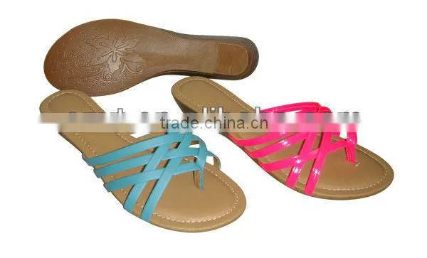 Summer women flat slipper,cheap lady pu slipper shoes