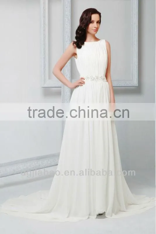 Bateau Ruched A Line White Wedding Dresses 2013