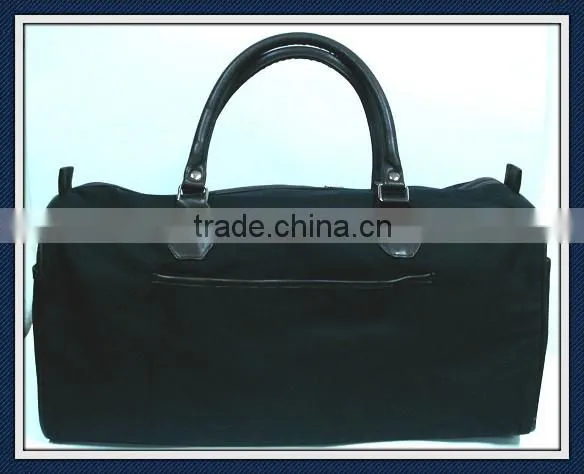 Canvas weekend bag duffel bag with pu leather trim