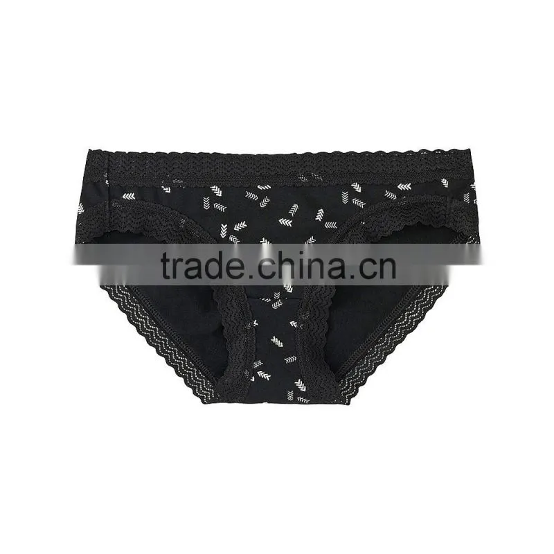 Women comfortable cotton elastane lace brief sexy ladies underwear