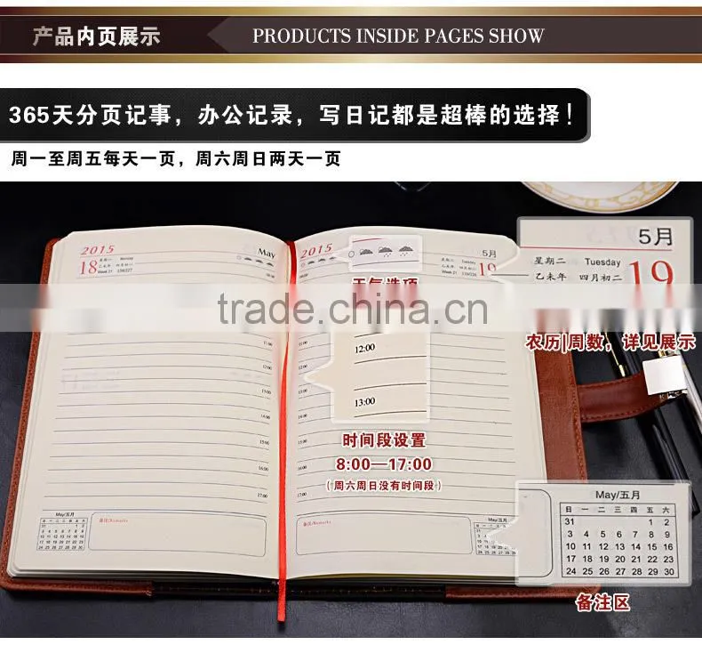 Luxury leather cover note book for business , waterproof notepad