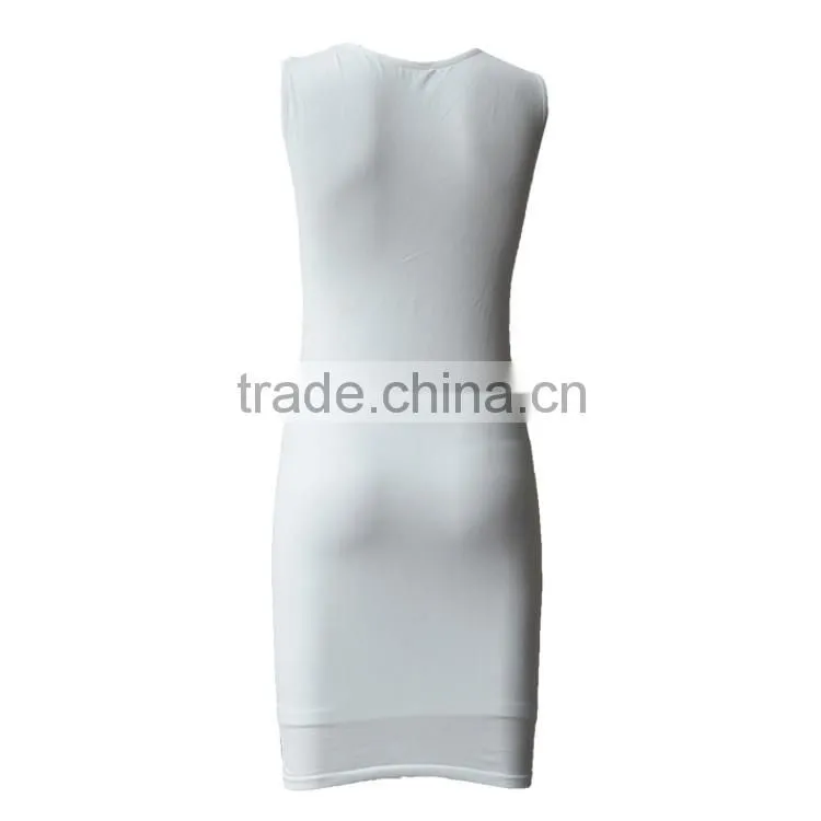2016 Seamless Designer One Piece White Meshed Sleeveless Summer Girls Party Dress