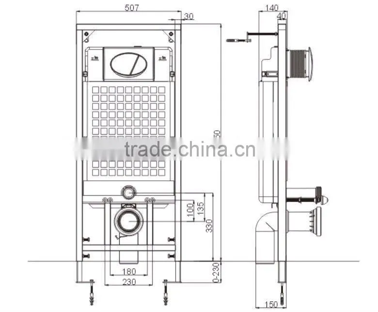 3-6 Liter concealed cistern with dual flush button with CE certification