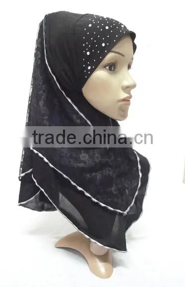 H259 latest muslim hijab with lace layer