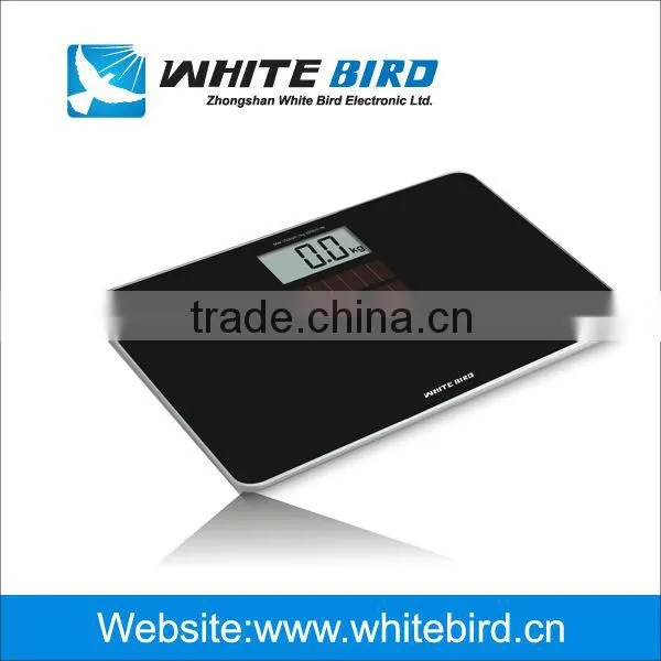 WhiteBird glass digital bathroom scale with large LCD