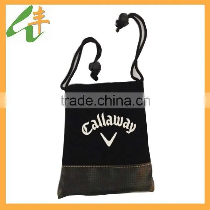 black good quality custom velvet drawstring pouch bag