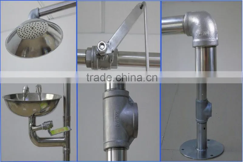 Combination emergency eye washer protection and shower