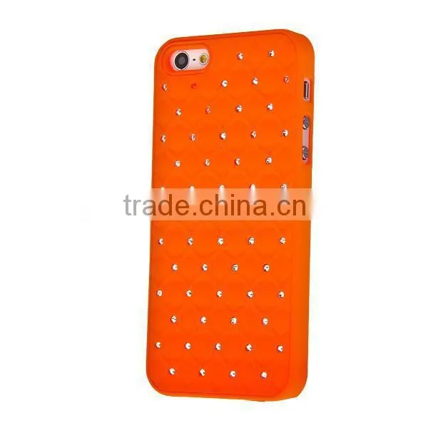 Set Screen Protector Stylus And Case For Iphone 5 , Hard Sky Blue Bling Diamond Plastic Mobile Phone Shell