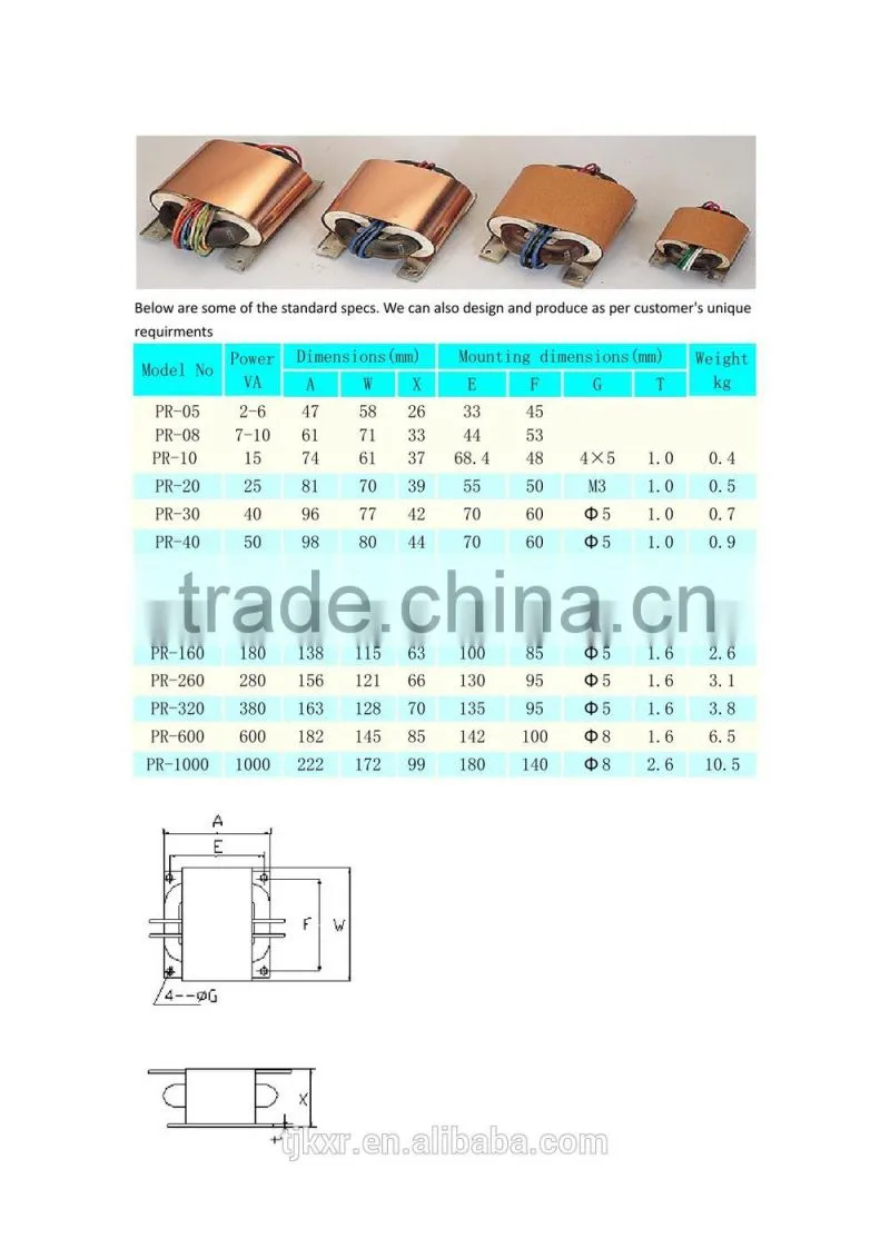 2-year product warranty ,CE, ROHS, approved R-core transformer