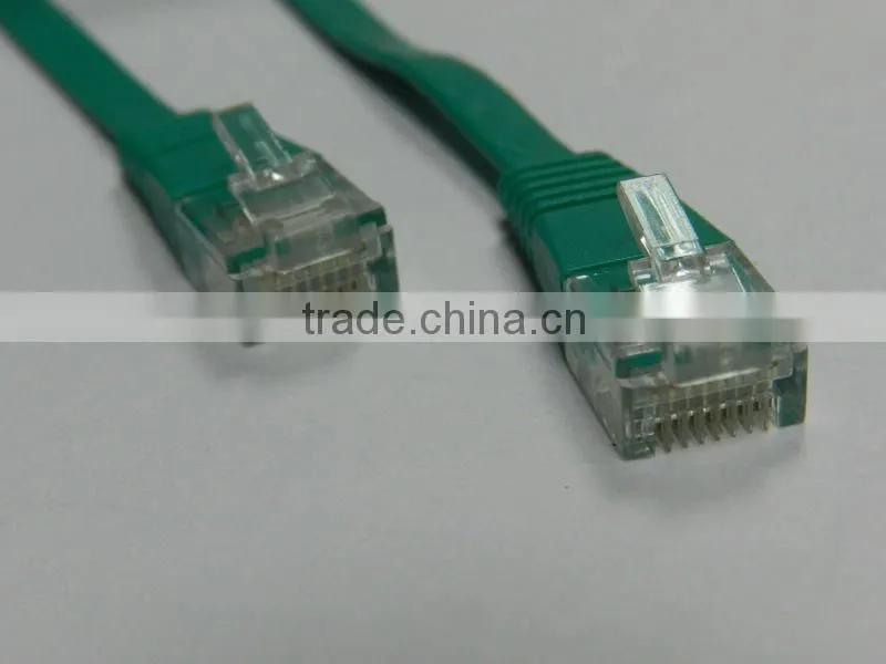 Green Color Flat Cable Cat6 UTP Lan Cable with RoHS Compliance