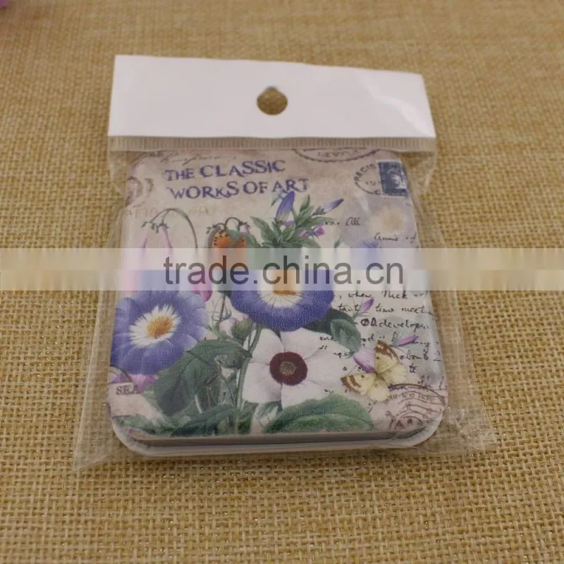 Delicate PU mirror pocket/flowers leather pocket mirror/ cute cosmetic mirror custom