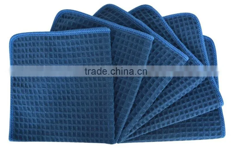 Sinland Microfiber Waffle Weave Kitchen Towels Dish Cloth 16inch X 24inch Navy Blue