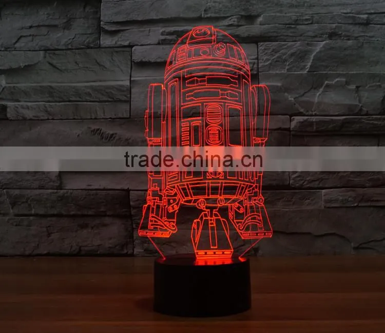 usb + battery operated acrylic night light lamp led 3d color change warship shape light for children kids baby led lamp