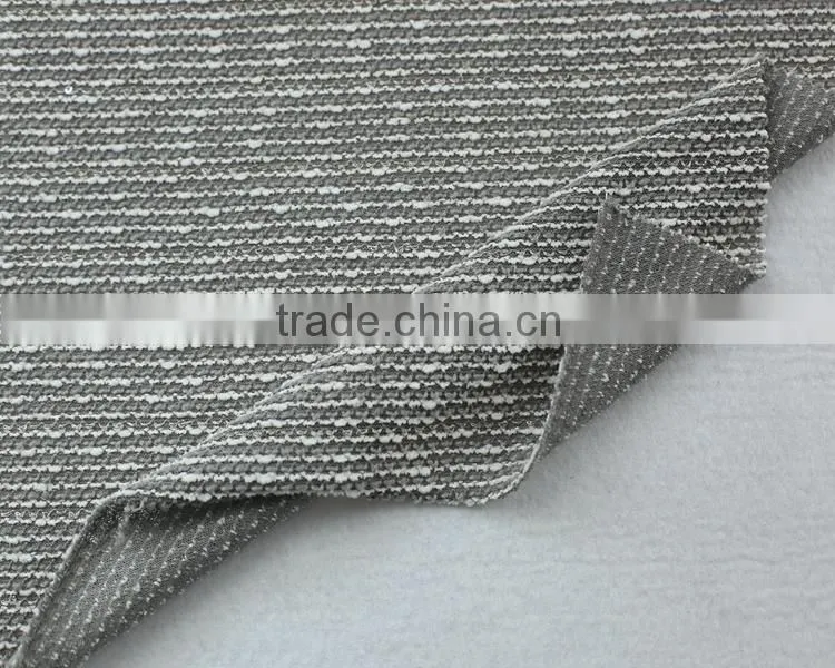 Jiufan Textile 2015 Hot Sale Tweed With Sequins Yarn dyed Fabric For Garment sweaters