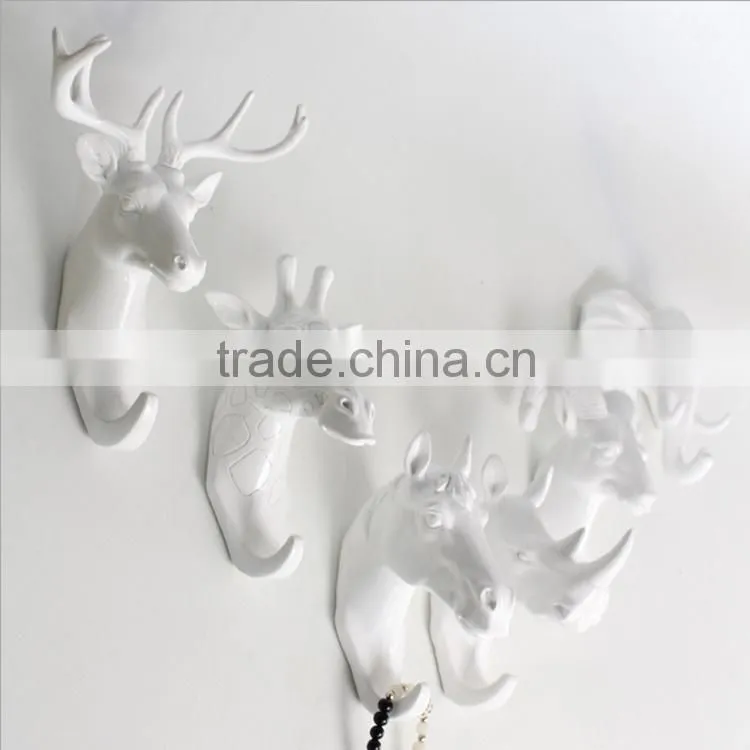 Polyresin elephant head for wall decoration hook animal head wholesale