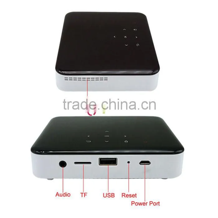 Leadzm Low Cost Android 4.4 AirPlay Outdoor Laser Projector Portable LED Mini Projector Black