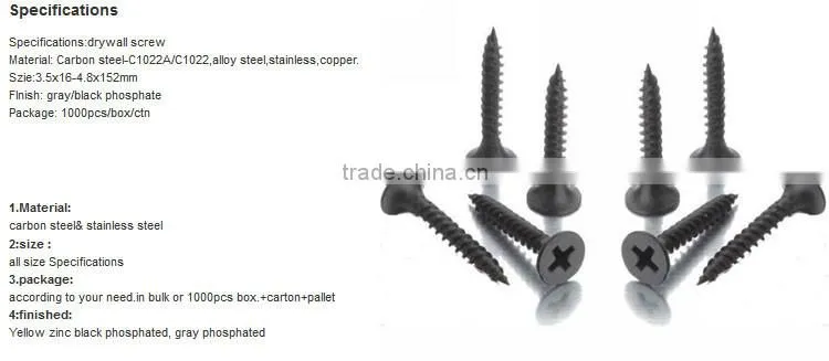 Drywall for connect ceiling syetem/gypsum board screws/ plasterboard screws