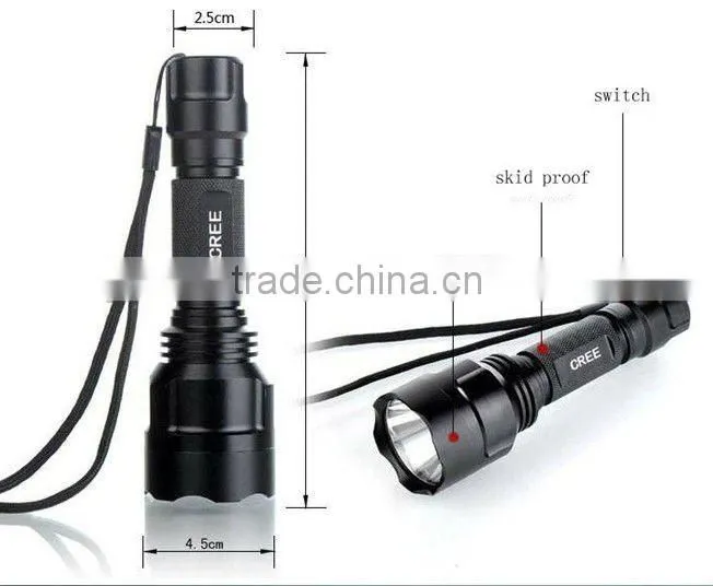 C8 5 mode 18650 battery dimmer cree high power rechargeable flashlight torch