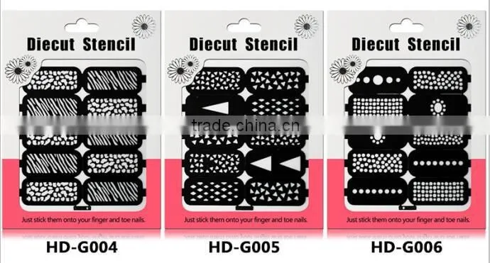 reusable stampling tool nail art stencil stickers HD 18styles nail Hollow stickers