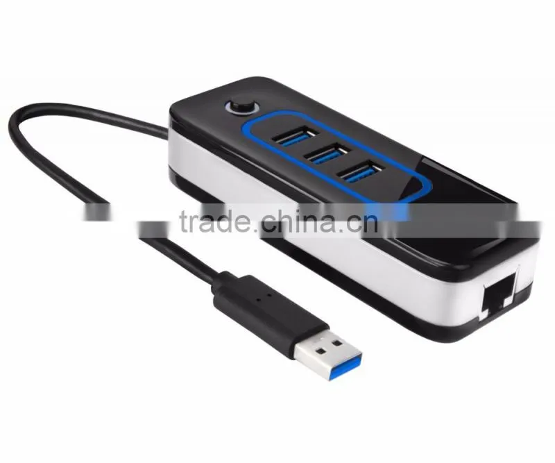 USB 3.0 to 1000 Gigabit Ethernet LAN Wired Network Adapter USB 3.0 to RJ45 With 3 Port USB3.0 Hub