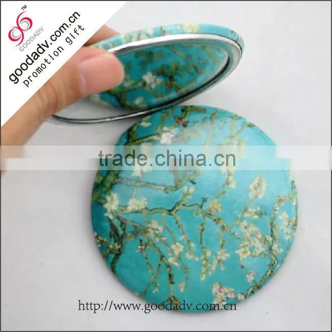 Size 58/75mm tin mirror OEM promotion beautiful cosmetic mirror