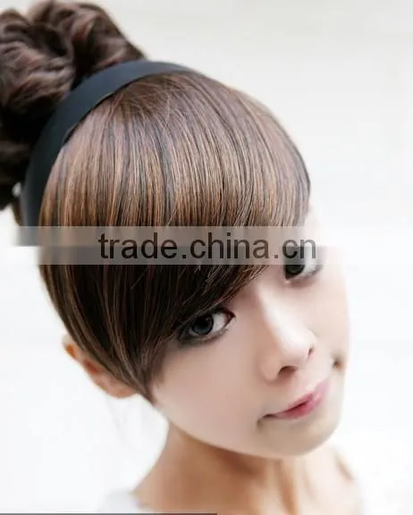 2016 New style heat resistant fiber black hair curly bangs