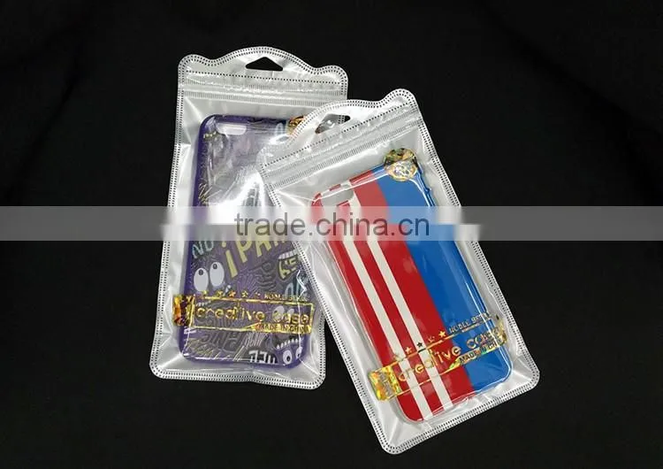 cellphone case plastic packaging sleeve poly zipper of the hot stamping print