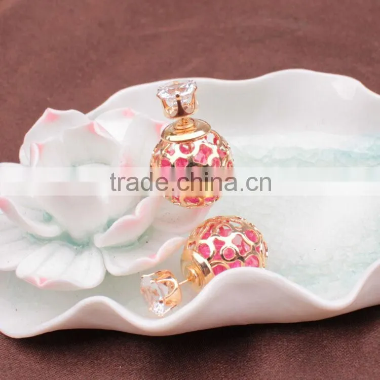 double faced handmade crystal earring, crystal ball earrings