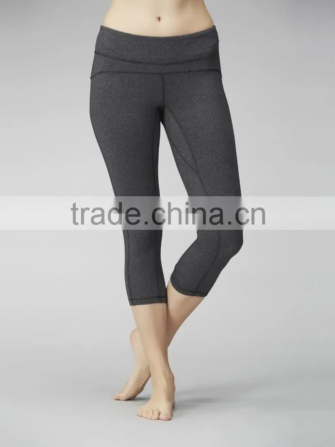 Durable and breathable women's yoga capri pant, made of high quality fabric nylon 87% spandex 13%