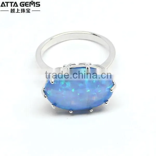 beautiful Synthetic opal gemstones ring 925 silver ring