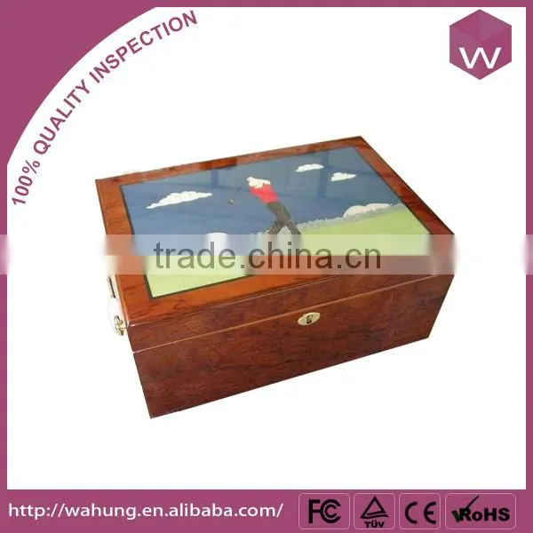Sticked Wood Venner Antique Empty Wooden Cigar Box