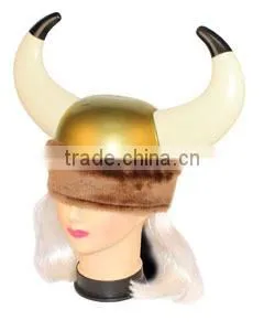 Golden Warrior Plastic Viking Helmet with Light Up Horns Flashing Purple Light