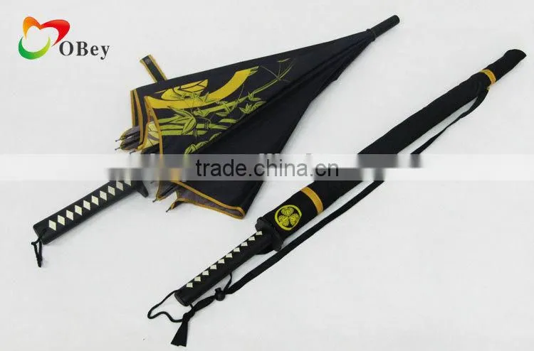 Japanese Windproof Sword Handle Grip Umbrella with Shoulder Sling