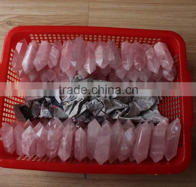 pink color natural polished rose quartz stone crystal points