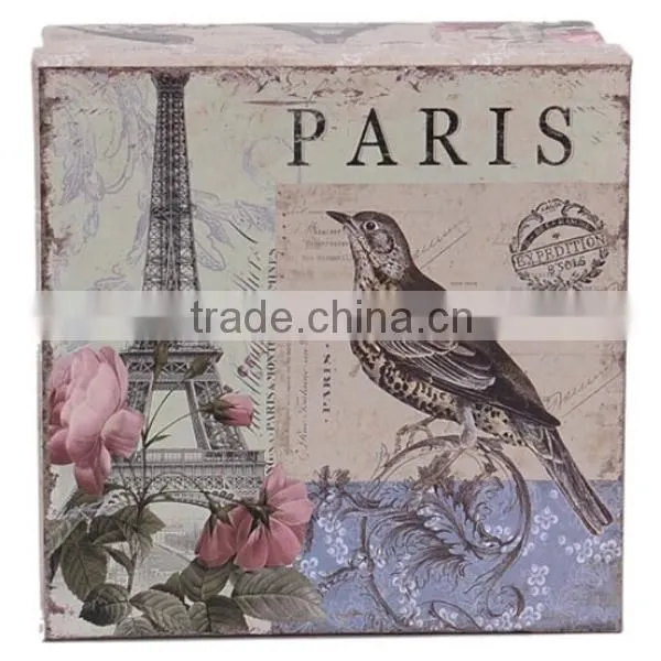 Antique Paris Tower And Flower Paper Gift Box