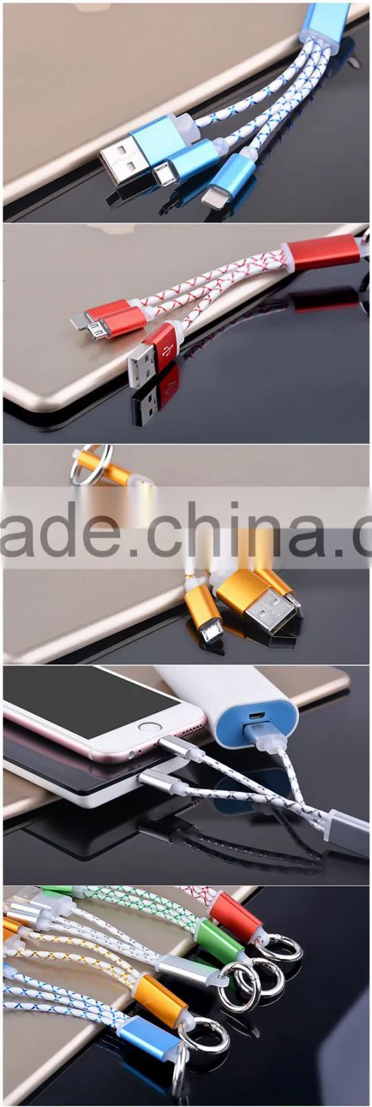 Colorful 2 in 1 micro usb data cable, micro usb cable bulk for Samsung charge