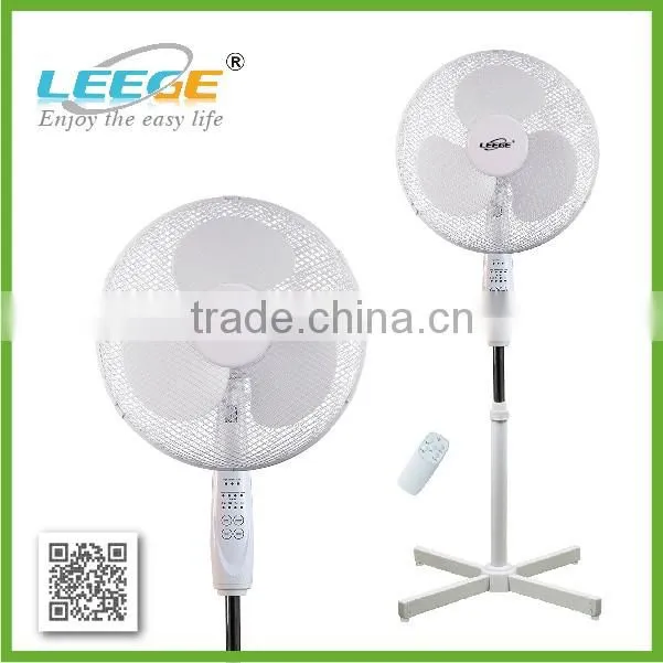 white and black 16" stand fan with remote control FS40-59