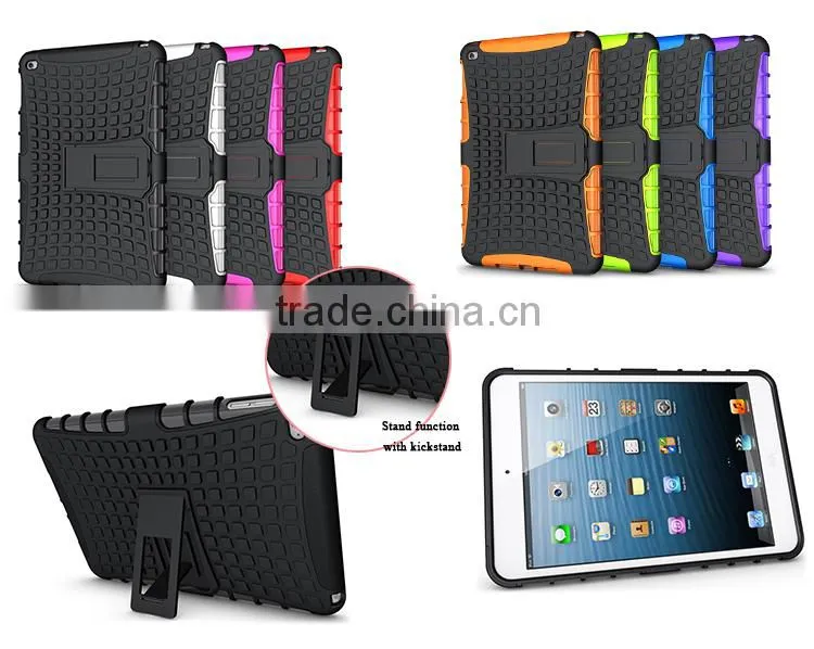 Smart cover 8 colors PC+TPU hybrid combo heavy duty holster kickstand shockproof case cover for ipad mini 4