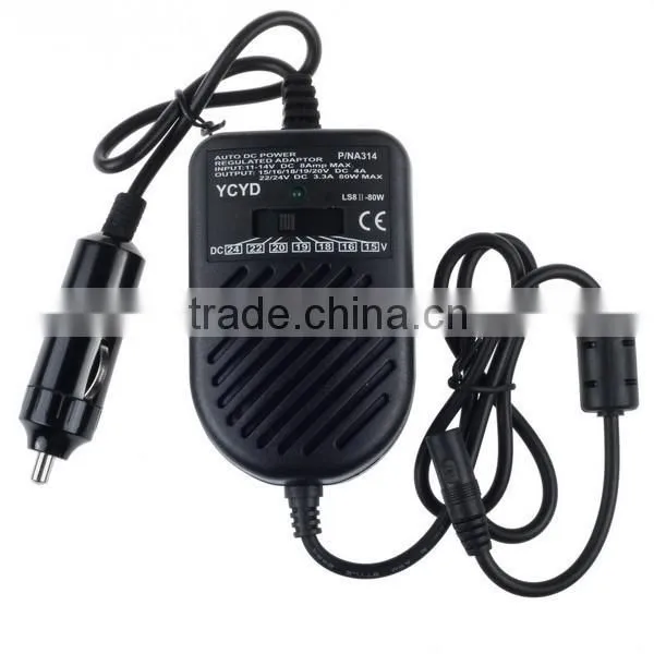 Universal DC charger for laptops up to 80 Watts.