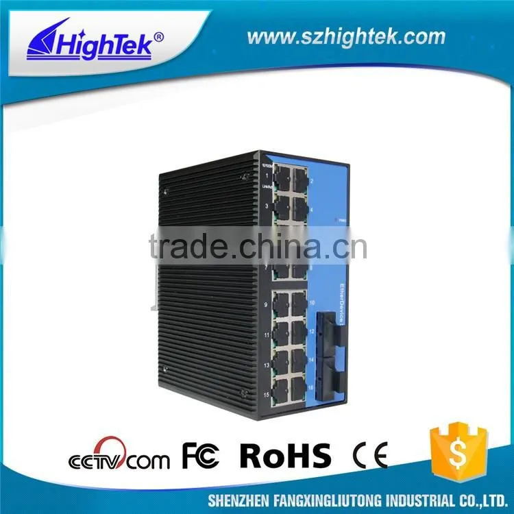 HighTek HK-86216 DIN-Rail fiber optic Industrial Ethernet Switch