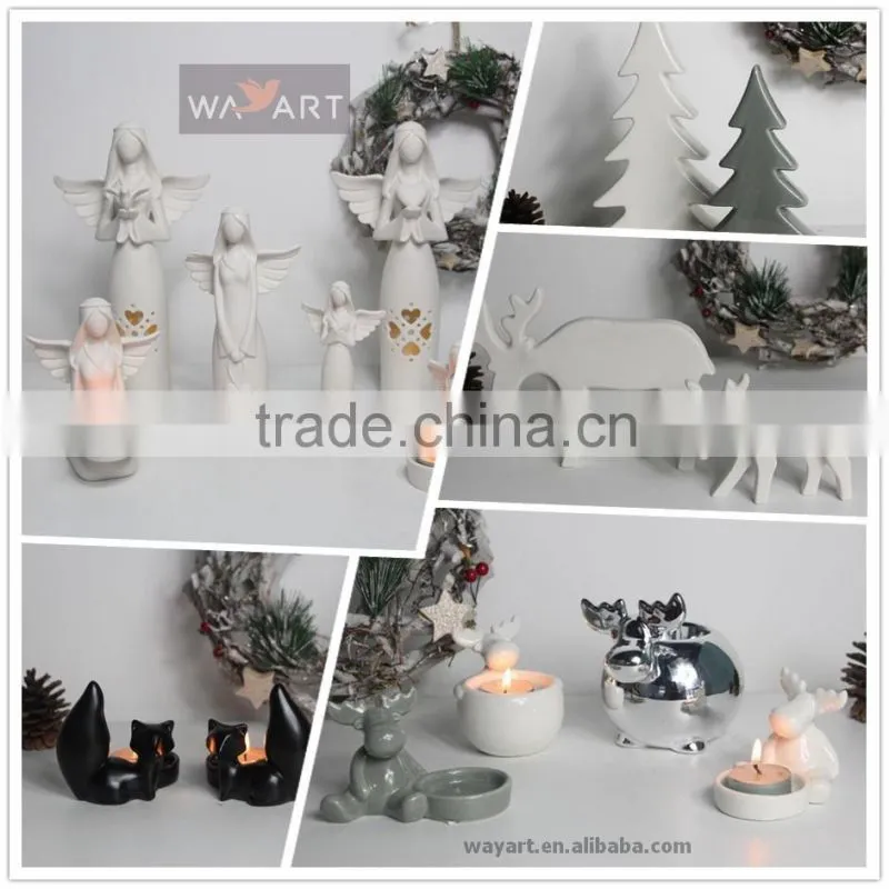 White Ceramic Plates Christmas Reindeer Plates for Home Decoration