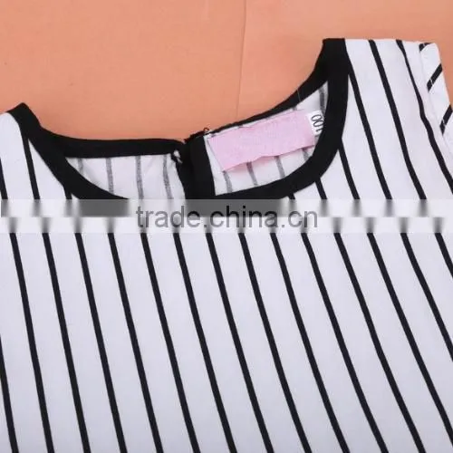 New Kids Girl's Wear Sleeveless Cute Dot Striped O-Neck Patchwork Dress