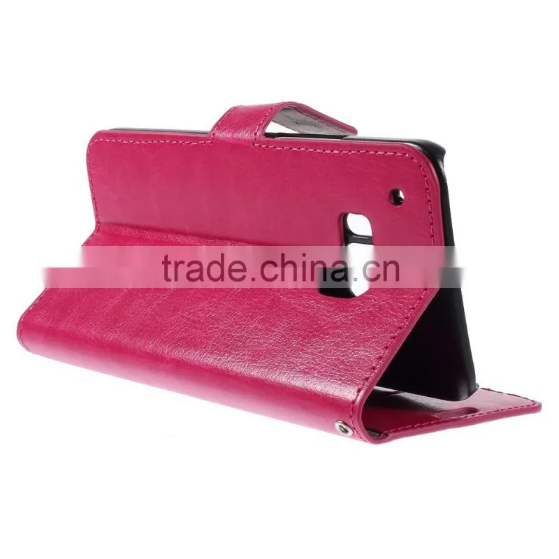 leather stand smart phone case for HTC One M9, for HTC One M9 luxury pu leather wallet